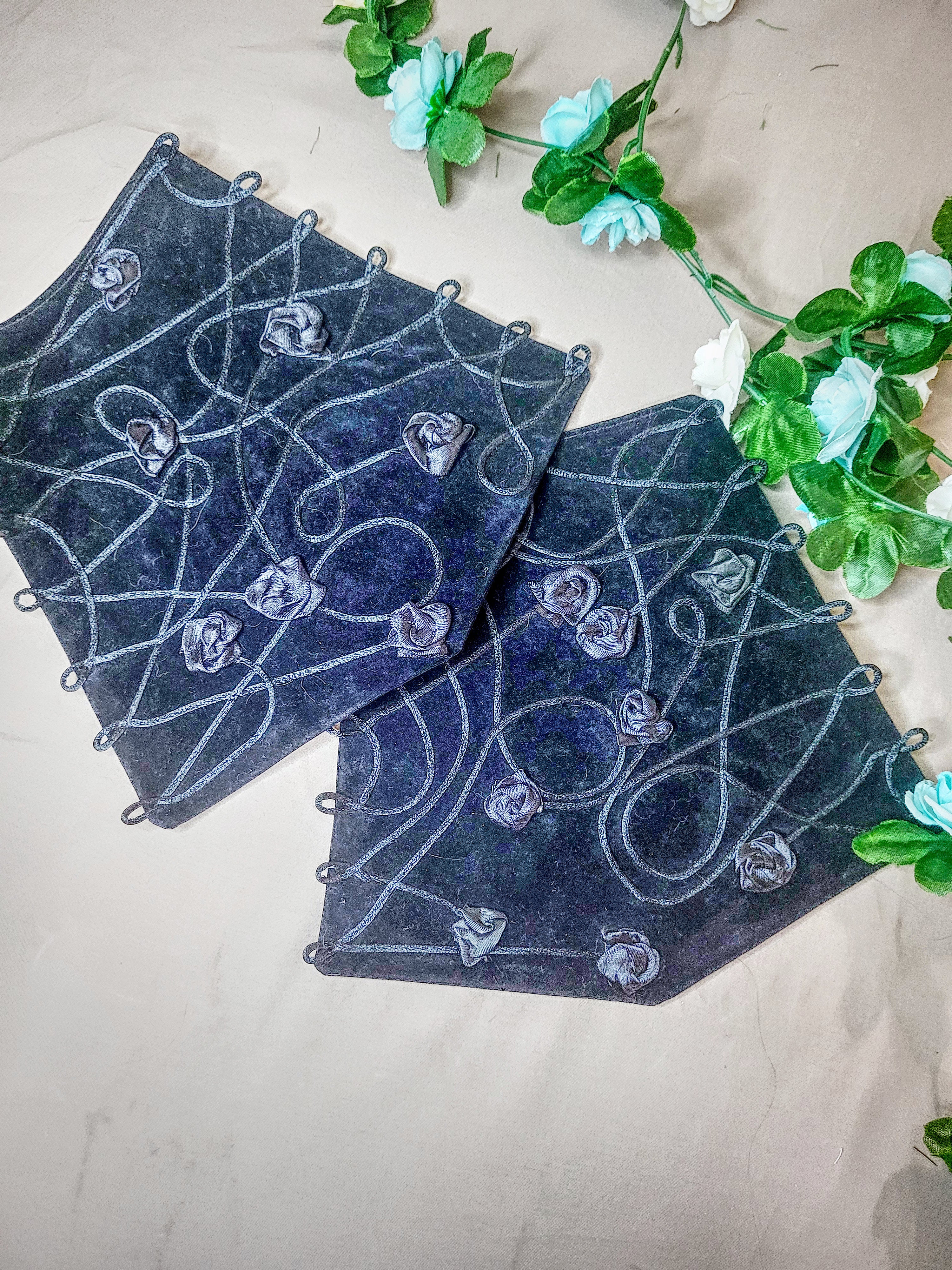 Black Bracers with Black Flowers