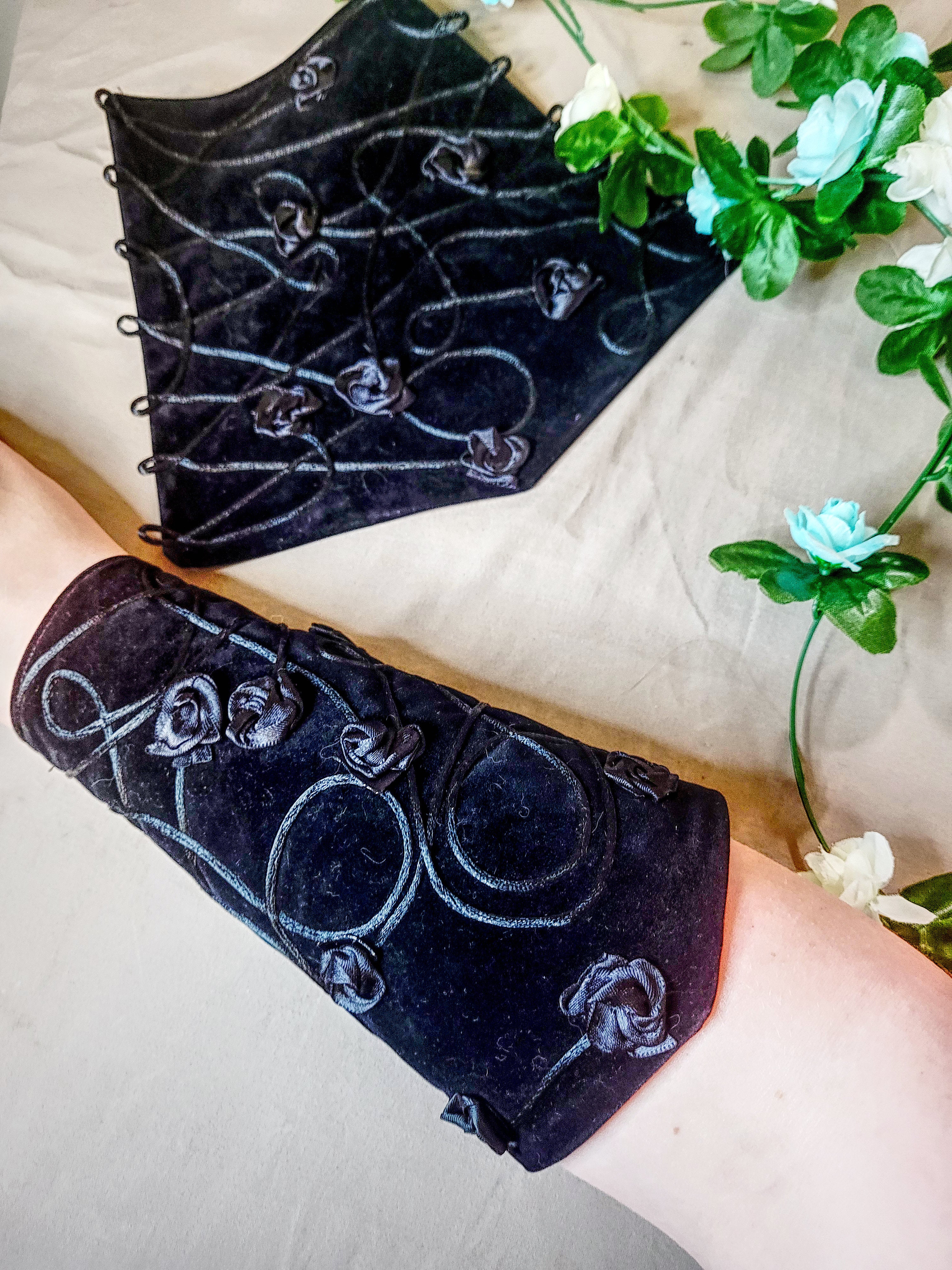 Black Bracers with Black Flowers