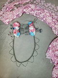Pink, White, and Blue Hair Ornament