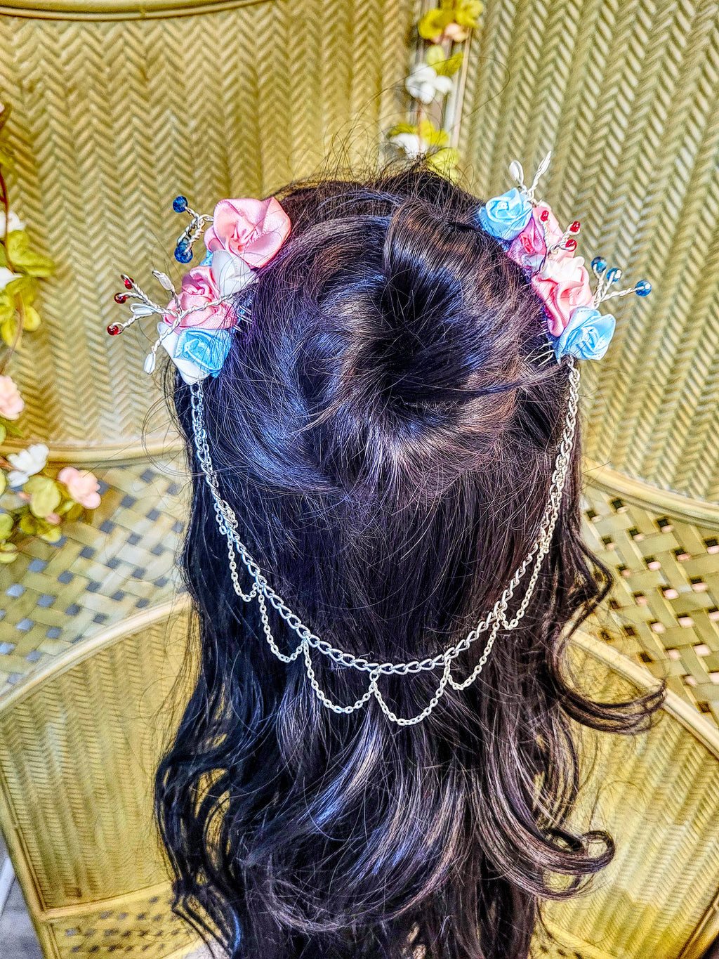 Pink, White, and Blue Hair Ornament