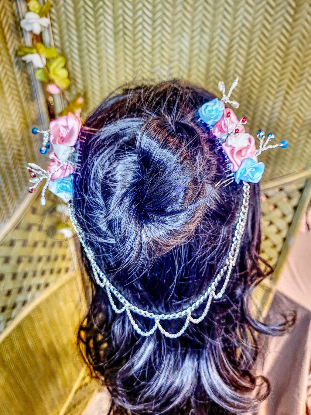 Pink, White, and Blue Hair Ornament